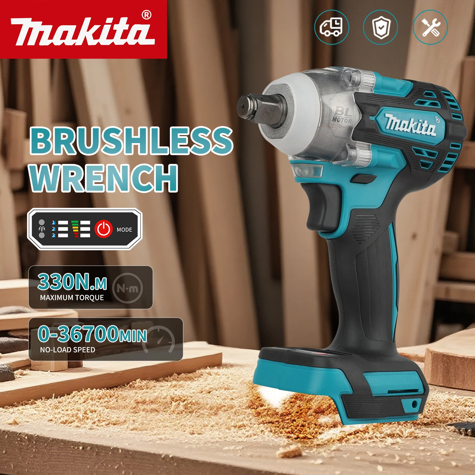 Makita Drill Dtw300 - マキタ DTW300 ブラシレス インパクトレンチ。4段階の速度調整機能、正逆回転切り替え機能、過熱防止機能を備え、重作業に適した工具です。
